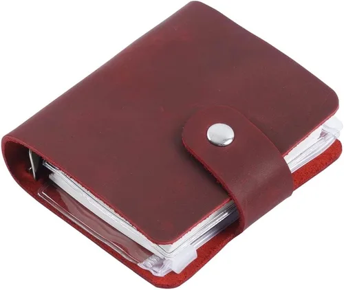 Miniatura 7 de Diario de cuero genuino A9, planificador de bolsillo de cuero negro hecho a mano, planificador de cuero vintage mini, 120 hojas, carpeta de hojas