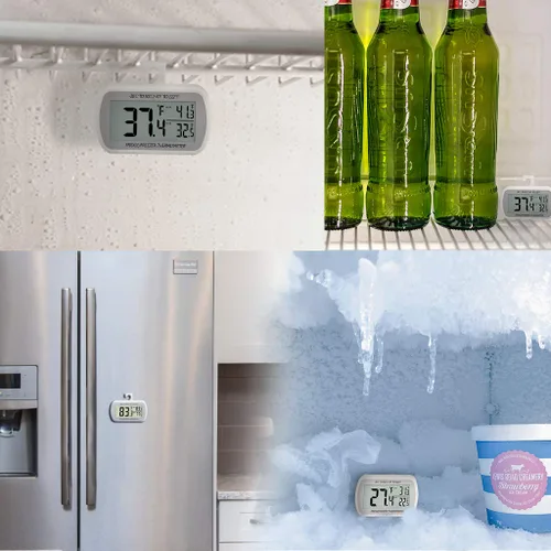 Miniatura 7 de AEVETE Termómetro digital impermeable para refrigerador con pantalla LCD grande, termómetro de sala de congelador con parte trasera magnética, sin