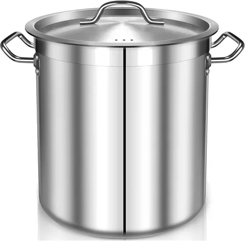 Miniatura 10 de Olla de 20 cuartos de galón - Olla de acero inoxidable con tapa – Olla de cocina resistente para sopa, guisado, pasta – Uso comercial y doméstico