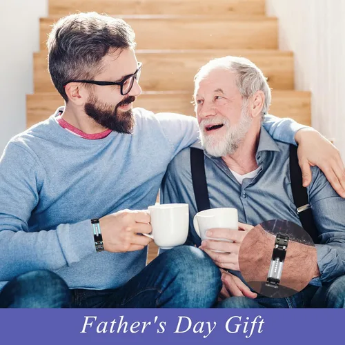 Miniatura 3 de Holizaly Pulsera curvada para hombre, chapado en iones negro y azul, regalos negros para hombres y mujeres, cumpleaños, día de San Valentín, joyas