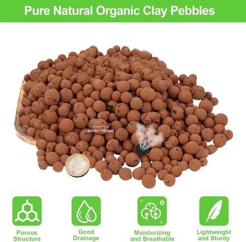 Miniatura 2 de Riare Guijarros de arcilla expandida orgánica de 2 libras, bolas de leca natural de 0.157 a 0.630 pulgadas, ligeras piedras de arcilla hidropónica