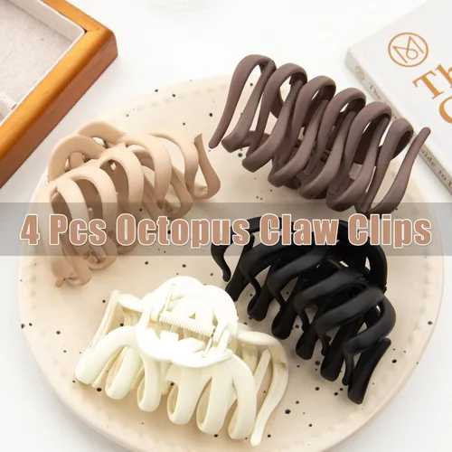 Miniatura 3 de 4 Piezas Pinzas de Garra de Pulpo Pinzas de Garra para Cabello de Pulpo para Mujeres 3.8" Pinza Grande para Cabello para Mujeres Agarre Fuerte Clip