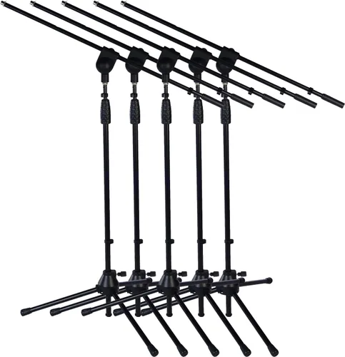 Miniatura 2 de LyxPro Soporte para micrófono, brazo inclinable, giratorio, podio o estudio, resistente, duradero y plegable, altura de 38.5 a 66 pulgadas, extiende