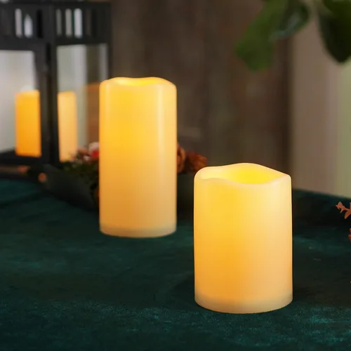 Miniatura 3 de Homemory paquete de 9 velas sin llama, impermeables para exteriores, velas LED acrílicas que funcionan con pilas, con control remoto y temporizador