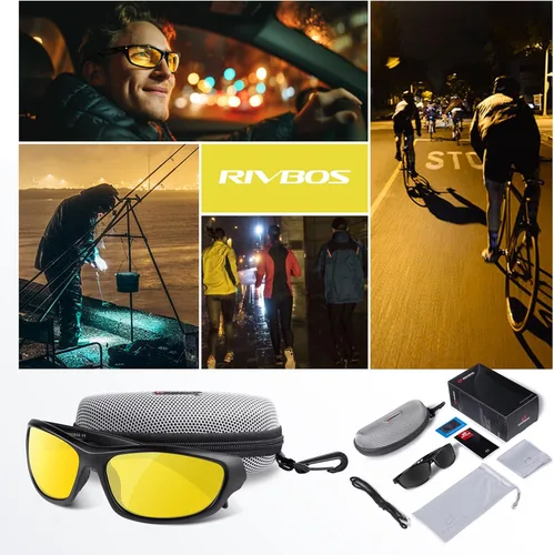 Miniatura 6 de RIVBOS Polarized Sports Sunglasses Driving Sun Glasses Shades for Men Women Tr90 Frame for Cycling Fishing Running RB831 Versión Black Night