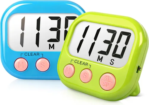 Temporizadores de aula para profesores y niños, temporizador digital magnético grande, suministros para profesores, paquete de 2, azul y verde