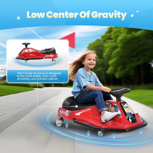 Miniatura 3 de 24V Go Kart Eléctrico de Derivación para Niños de 3+ años, Karts para Montar, Ruedas Luminosas Mejoradas, Interruptor de Dos Velocidades, Antivuelco