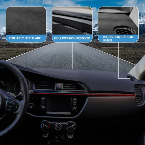 Miniatura 4 de Funda negra de franela para tablero de automóvil, compatible con volante a la izquierda, Chevrolet Sonic Aveo Holden Barina 2011-2018