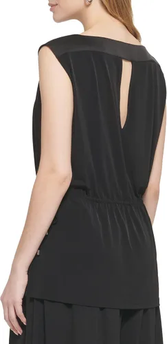 Miniatura 3 de Calvin Klein Camiseta de punto con cordón sin mangas para mujer