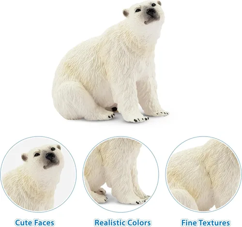 Miniatura 6 de Toymany 6 figuras de oso polar con cachorro de oso polar, figuras realistas de animales árticos de 2 a 4 pulgadas, juego familiar para Navidad