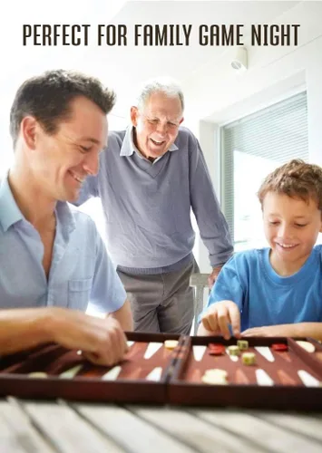 Miniatura 6 de Get The Games Out Juego de Backgammon, Estuche de Juego de Mesa Clásico, 2 Jugadores, Incluye Guía de Estrategia y Consejos, Perfecto para Fiestas