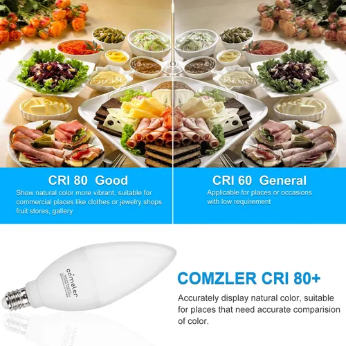 Miniatura 3 de comzler - Foco LED E12 de Candelabro, bombillas LED para ventilador de techo equivalentes a 60 W, focos LED de araña de luz diurna 5000K, bombilla