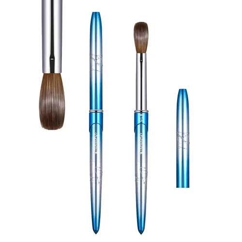 Pincel para uñas acrílicas tamaño 16, pinceles de arte de uñas 100% puro Kolinsky de KEMEISI con mango resistente, forma ovalada, herramientas de