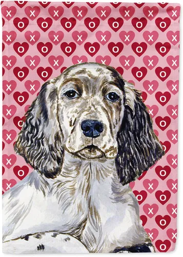 Miniatura 282 de Caroline's Treasures SS4484GF Bandera de jardín con diseño de bulldog inglés y corazones para el Día de San Valentín, bandera decorativa para patio