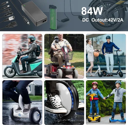 Miniatura 4 de Cargador de 42V 2A con 7 conexiones de enchufes, para maquinilla de afeitar/Jetson/Voyage, gotrax, cargador ninebot para batería de iones de litio
