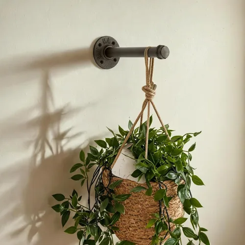 Miniatura 4 de Perchero flotante de tubo industrial negro de 6 pulgadas montado en la pared, estante de ropa resistente para colgar, barra de colgar multiuso