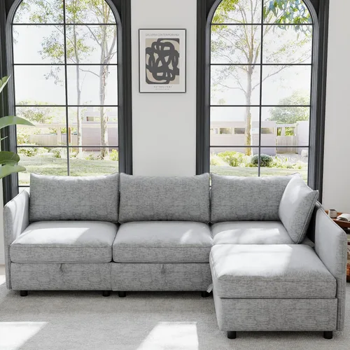 Miniatura 16 de ERYE Sofá modular de 68 pulgadas con asiento profundo, sofá modular de almacenamiento con respaldo y reposabrazos de combinación gratuita, sofá