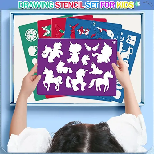 Miniatura 2 de Juego de 30 plantillas de dibujo para niños, plantillas de plantillas de pintura de dibujo de plástico para niños, manualidades, proyectos de arte