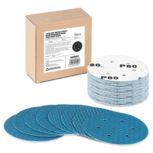 Disco de lijado de 6 pulgadas en forma de diamante de grano 80, revolucionario disco de lijado de gancho y bucle con 6 agujeros patentado para