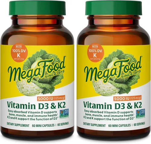 Miniatura 10 de MegaFood Vitamina D3 5000 UI (125 mcg) – Suplementos vegetarianos con vitamina D3 K2 – Apoya los huesos, dientes, músculos y salud inmunológica