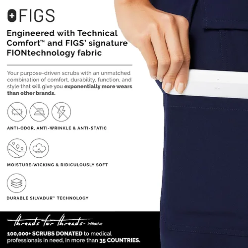 Miniatura 3 de FIGS - Pantalones quirúrgicos tipo cargo para mujer básicos ajuste perfecto súper flexibles muy suaves antiarrugas pantalones para profesionales