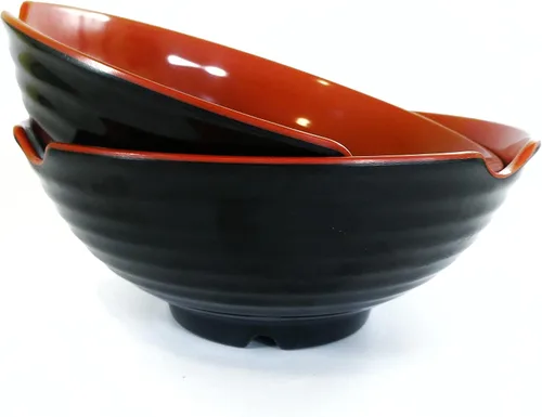 Miniatura 5 de Juego de 4 cuencos de ramen XL. 12 piezas Pho Bowls. Sopa japonesa asiática. Utensilio: cucharas y palillos. Melamina, grande 52 oz. Fideos, arroz