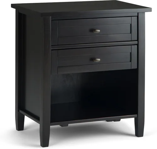 Miniatura 21 de SIMPLIHOME Warm Shaker Mesitas de noche de madera maciza de 24 pulgadas de ancho estilo transicional en negro para sala de estar y dormitorio