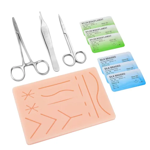 Kit de práctica de sutura Ultrassist para estudiantes de medicina y veterinaria, kit de sutura inicial que incluye almohadilla de silicona duradera,