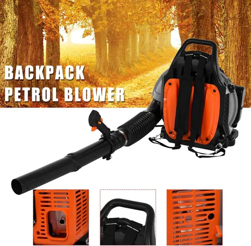 Miniatura 8 de Soplador de hojas de mochila, 63CC 665 CFM 3HP Motor de 2 tiempos soplador de hojas de gas, soplador de hojas de gas de alta resistencia, soplador