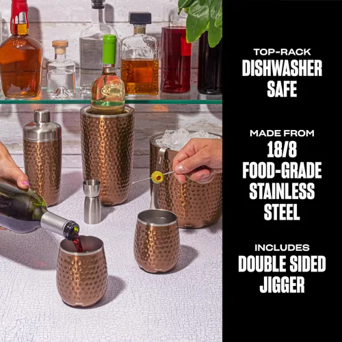 Miniatura 2 de S'well Juego de coctelera de acero inoxidable con jigger, 18 onzas, sumergido metálico, recipiente aislado al vacío de triple capa mantiene