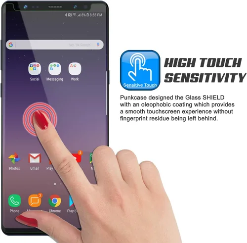 Miniatura 3 de PUNKSHIELD - Protector de pantalla de vidrio templado para Note 9, universal, compatible con funda 9H HD, sin burbujas, curvada de 0.013 in