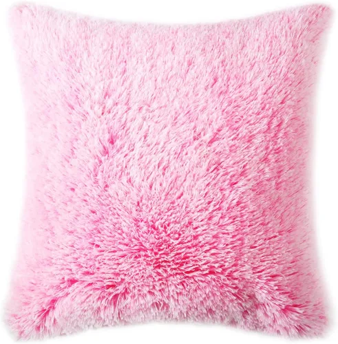 Miniatura 16 de DECOBIRD Funda de almohada de 18 x 18 pulgadas, extra suave, lumbar, peluda, de piel sintética, decoración del hogar, funda de cojín de doble cara
