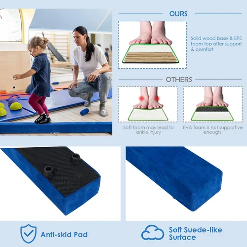 Miniatura 4 de Giantex Haz de equilibrio de 7/8/9 pies, haz de gimnasia plegable con asas de transporte, base de goma antideslizante para niños, haz de gimnasia