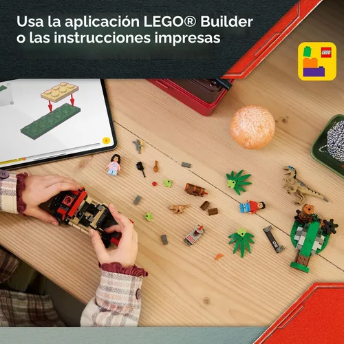 Miniatura 6 de LEGO Jurassic World Raptor Off-Road Escape Juguete de Dinosaurio - Conjunto de Construcción con Figuras de Acción de Dinosaurios, Juguete