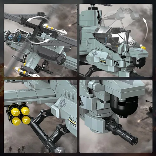 Miniatura 3 de AH-1Z Viper Attack - Juego de bloques de construcción de helicóptero (597 piezas) - Compatible con el juego de aviones Lego, kit de modelo de avión