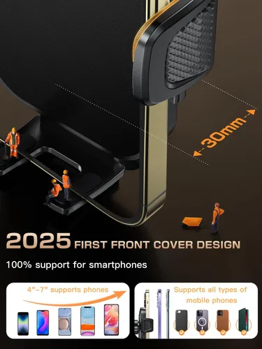 Miniatura 5 de Topmake Soporte de teléfono para automóvil, actualización 2025, soporte de teléfono celular 3 en 1 para automóvil, parabrisas de tablero, soporte