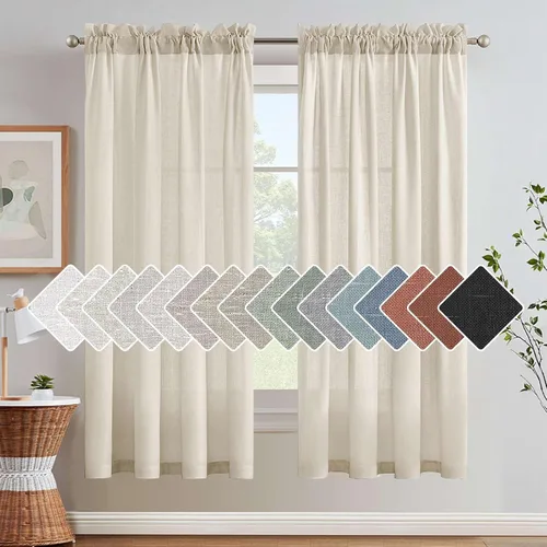 Miniatura 55 de H.VERSAILTEX Cortinas de Lino con Textura Filtradoras de Luz para Tratamiento de Ventanas de Sala de Estar, Cortinas Naturales Duraderas