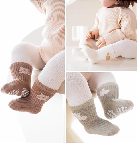 Miniatura 3 de J Poqobog Calcetines deportivos para bebé, calcetines de algodón peinado para niños pequeños, antideslizantes, antideslizantes, paquete de 9