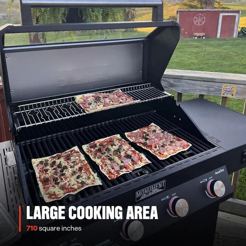 Miniatura 7 de Monument Grills Parrilla inteligente para barbacoa de gas propano líquido 4+1, 4 quemadores y 1 quemador lateral Denali 425 con tecnología