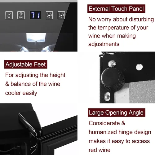 Miniatura 8 de Winado Refrigerador de vino con compresor de 12 botellas con temperatura ajustable, mini refrigerador de vino compacto independiente con control