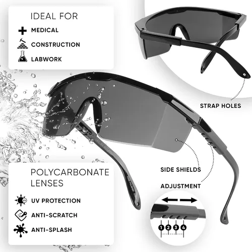 Miniatura 2 de Gafas de sol de seguridad tintadas para hombres envolventes con protección UV oscuras