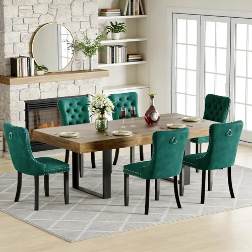 Miniatura 19 de Juego de mesa de comedor extensible de 5 piezas para 4, mesa de cocina de madera marrón de 63-78.7 pulgadas con 4 sillas acolchadas beige, juego