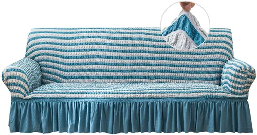 Miniatura 24 de Qubjus Funda Elástica para Sofá Fundas para Sofá Lavables Funda para Sofá Sillón Cama Protector de Muebles de Fácil Ajuste con Parte Inferior Beige