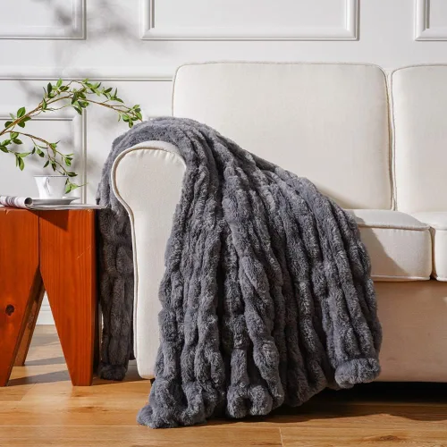 Miniatura 9 de Manta de piel sintética súper suave, manta de felpa acogedora de lujo real para sofá, cama, silla, manta reversible de terciopelo de piel sintética