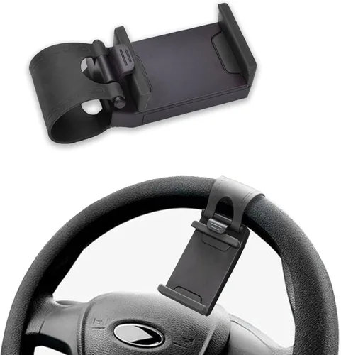 Soporte de teléfono para volante de automóvil, clip de montaje portátil sin manos para smartphone, cuna ajustable para automóvil, soporte universal