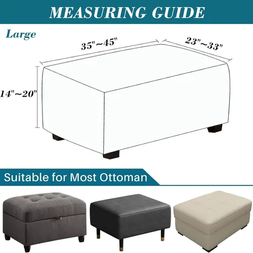 Miniatura 6 de HFCNMY Funda otomana rectangular de terciopelo elástico, fundas rectangulares gruesas para otomanos, taburete suave con parte inferior elástica, Café