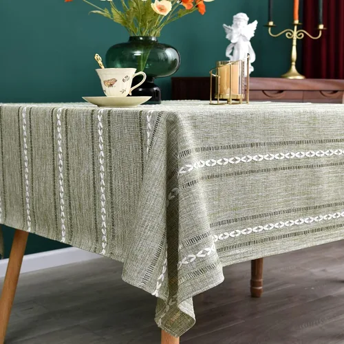 Miniatura 11 de NEWISHER Mantel cuadrado pequeño bordado rústico de 20 x 20 pulgadas, mantel de tela jacquard a rayas lavable para mesa de comedor para mesita