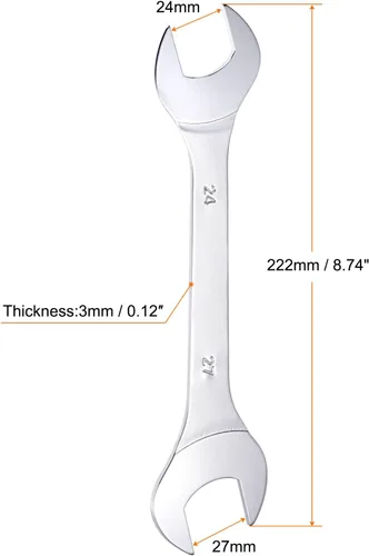 Miniatura 2 de uxcell Llave fina de extremo abierto, 0.945 in x 1.063 in, espejo métrico, acero cromado de alto carbono, para mantenimiento doméstico