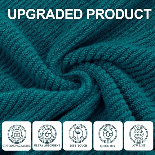 Miniatura 189 de VOOVA & MOVAS Toallas de mano blancas - 100% algodón Ligeras Gruesas Secado rápido Suaves Absorbentes, paquete de 4 piezas grandes de 18