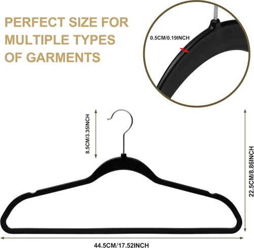 Miniatura 4 de Quality Hangers Paquete de 20 perchas de plástico para ropa, perchas delgadas sin terciopelo con gancho cromado giratorio de 360° y muescas